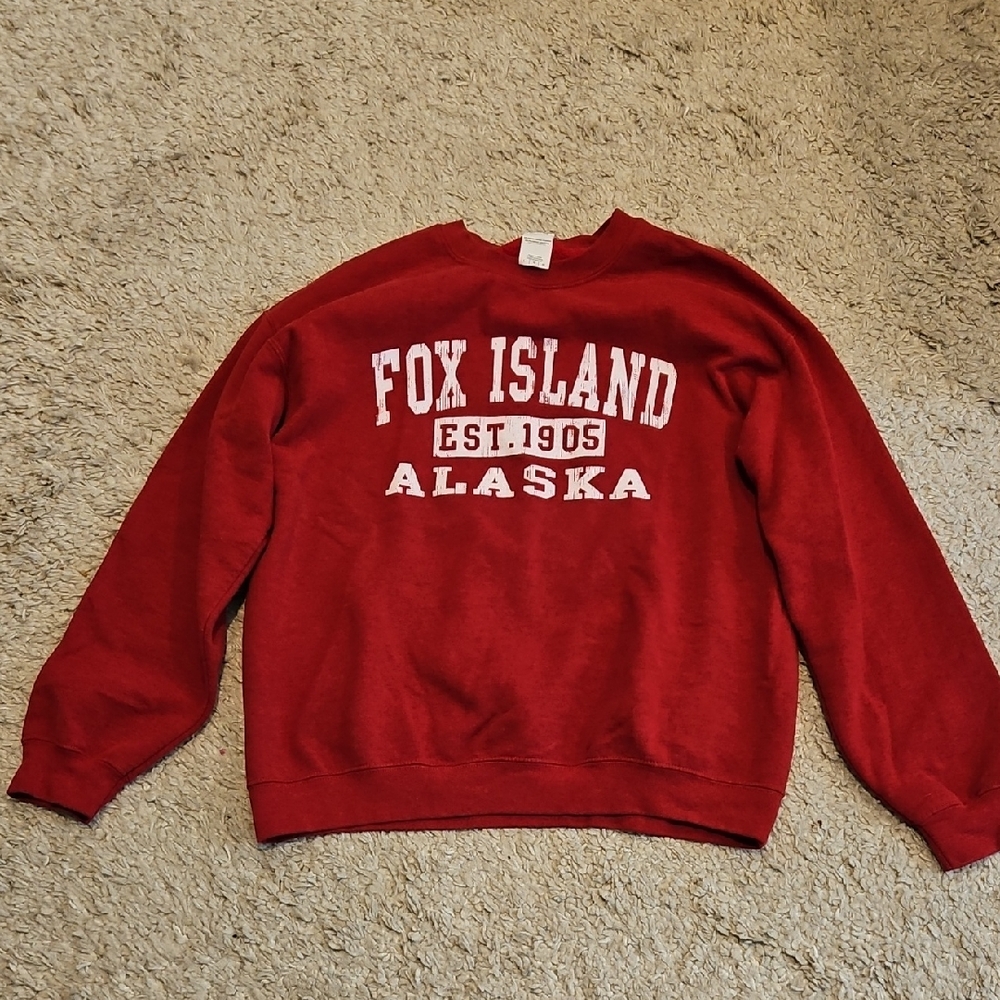 Gildan Red Crewneck Sweater with White Print L